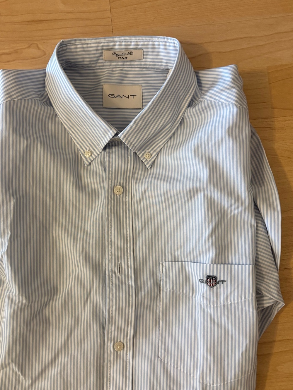 Gant Light Blue and White Striped Button-Down Shirt